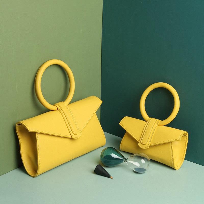 T-BOO Genuine Leather Handbag Brand Luxury Ring Top Handle Small Cow Leather Women Crossbody Bag Candy Cowhide Waist Bag