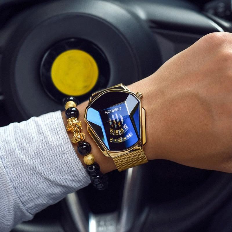 T-BOO Men Wrist Watches Golden Luxury Brand Trend Cool Stainless Steel Technology Fashion Quartz Watch Relogio Masculino