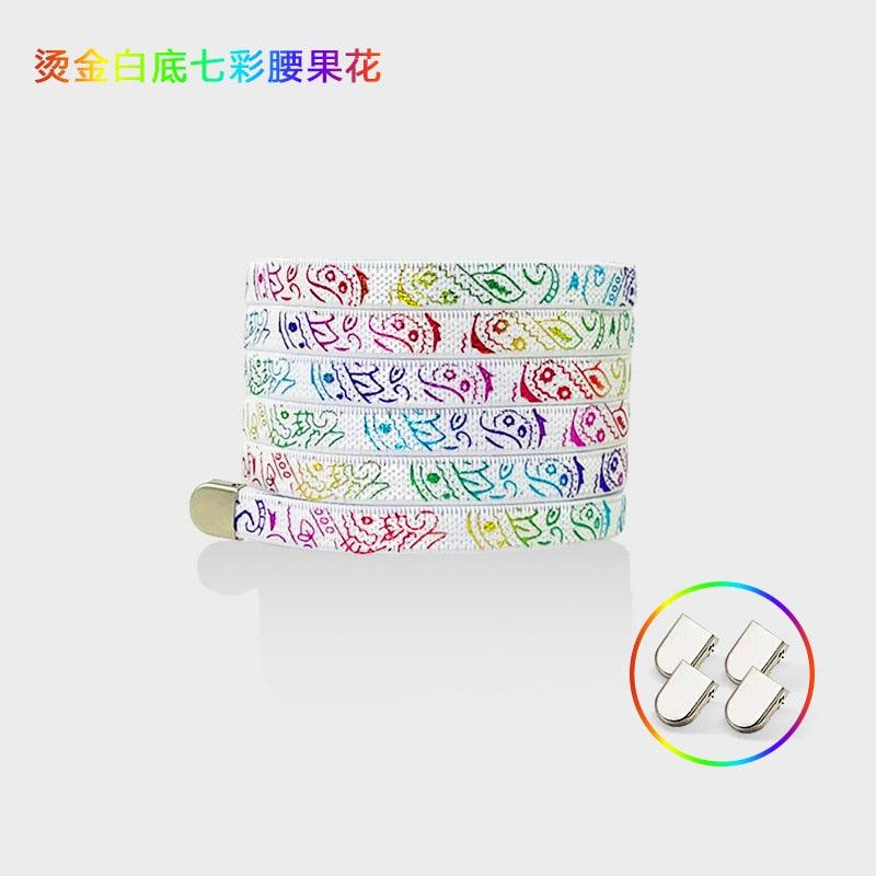 Trendy Colorful No Tie Elastic Shoelaces Running Shoe Lace Safety Flat Shoelace Kids Adult Lazy Lace