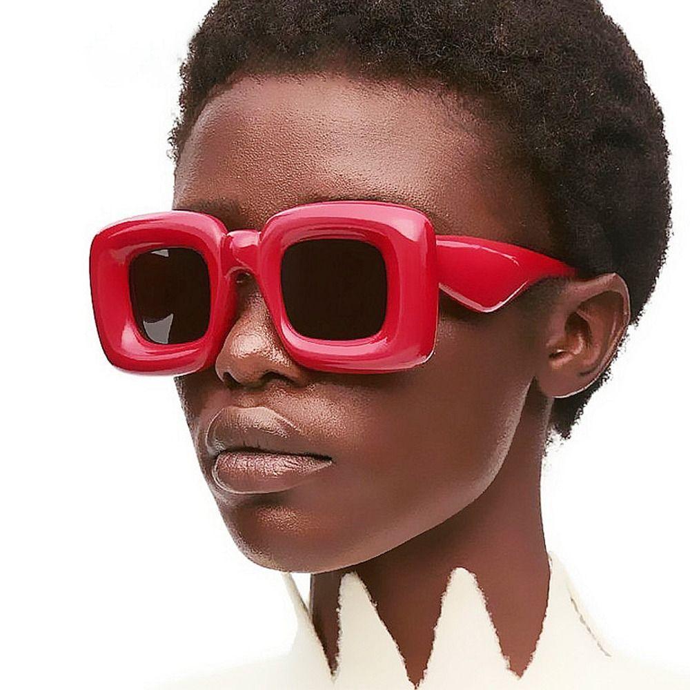 Women Sunglasses Square Candy Color Shades UV400 Designer Men Red Yellow Unique Sun Glasses Wide Legs
