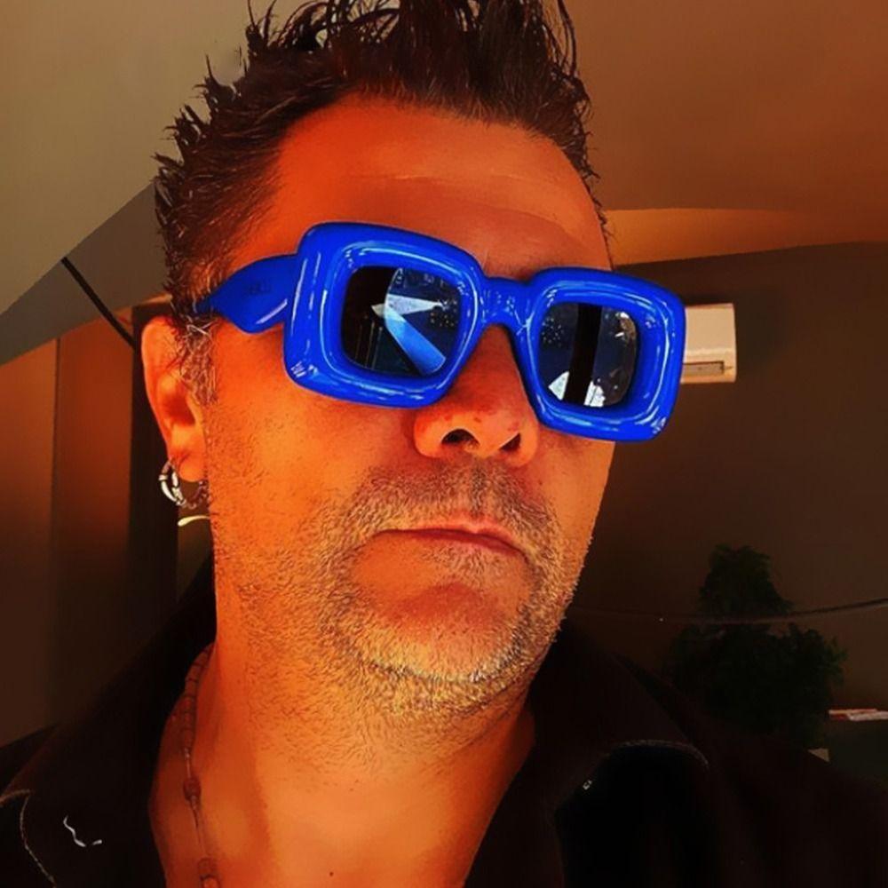 Women Sunglasses Square Candy Color Shades UV400 Designer Men Red Yellow Unique Sun Glasses Wide Legs