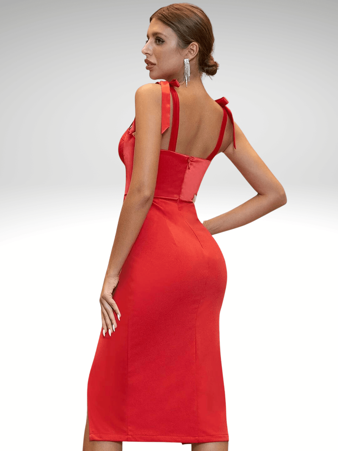 T-BOO Evening Dress For Women Fashion Elegant Sexy Spaghetti Strap Sleeveless Bow Celebrity Night Club Party Satin Dress