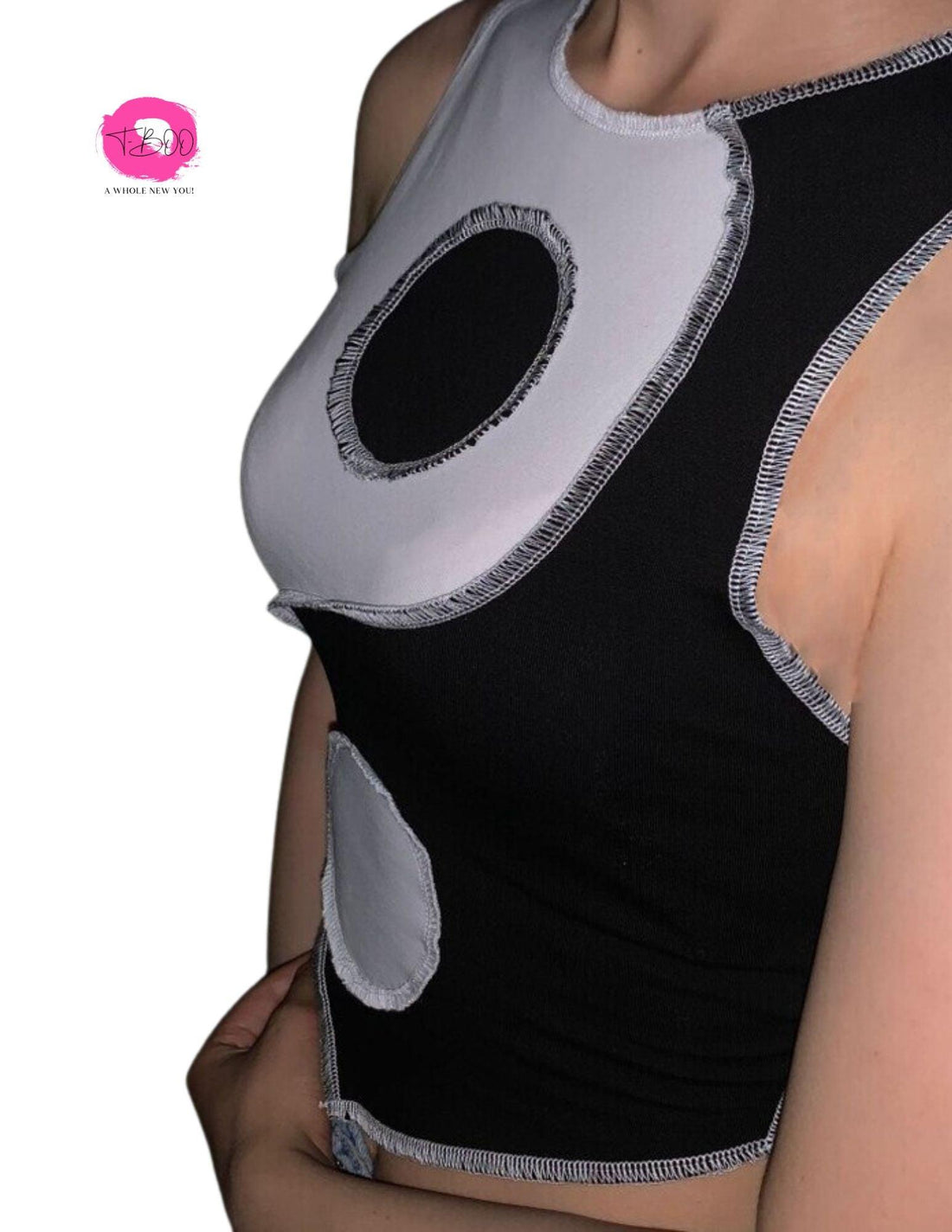 T-BOO Women Sleeveless Tank Tops Asymmetry Striped Patchwork Sporty Casual Streetwear