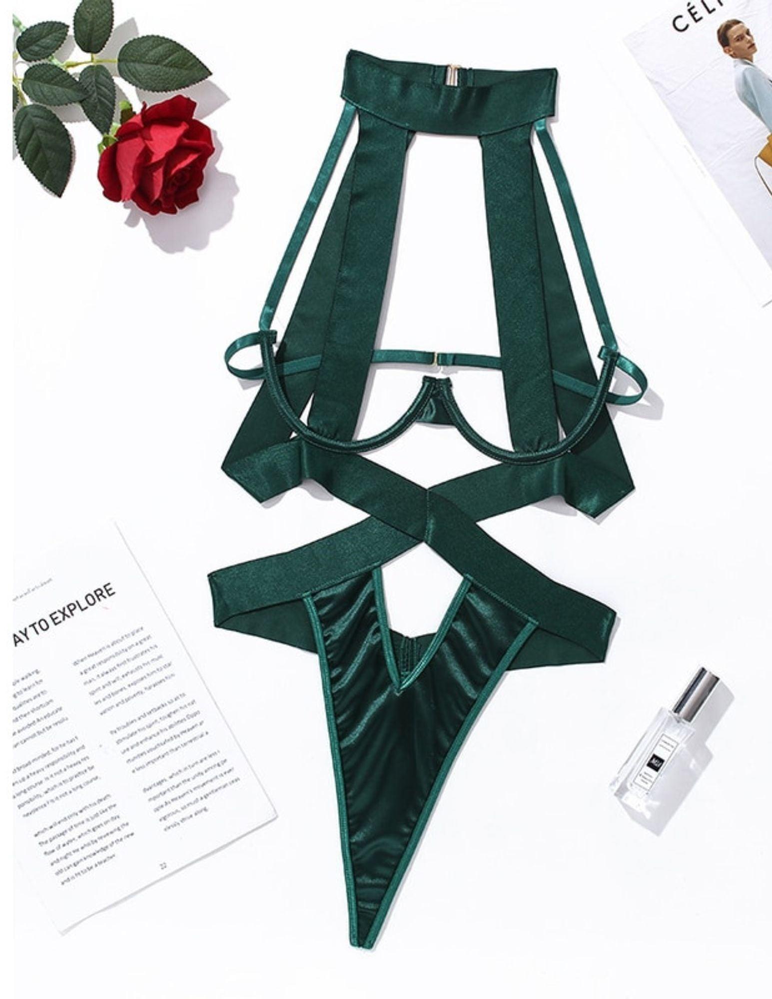 T-BOO Sexy Lingerie Bandage Bodysuit Women Halter Hollow Out Exotic Clothes Black Porn Sissy Hot Sensual Body