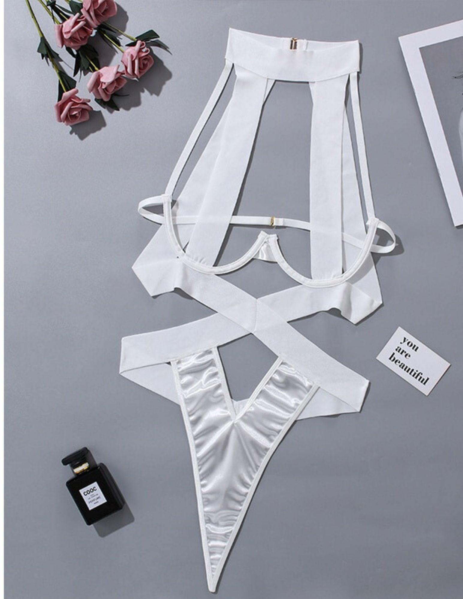 T-BOO Sexy Lingerie Bandage Bodysuit Women Halter Hollow Out Exotic Clothes Black Porn Sissy Hot Sensual Body