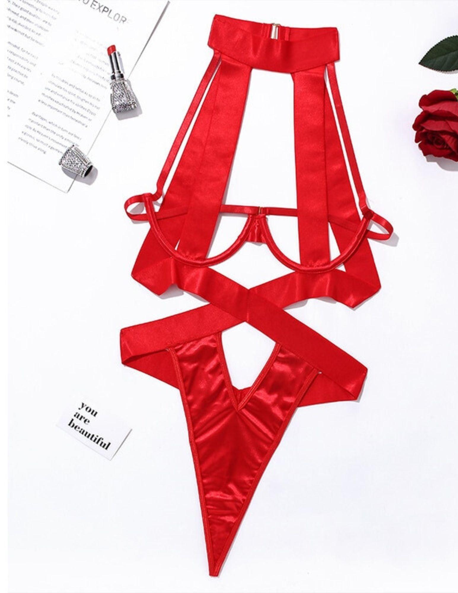 T-BOO Sexy Lingerie Bandage Bodysuit Women Halter Hollow Out Exotic Clothes Black Porn Sissy Hot Sensual Body