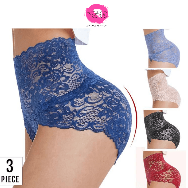 3 pcs/lot Sexy Lace Briefs High Waist Underwear Women Transparent Butt Lift Panties Underpants Lingerie