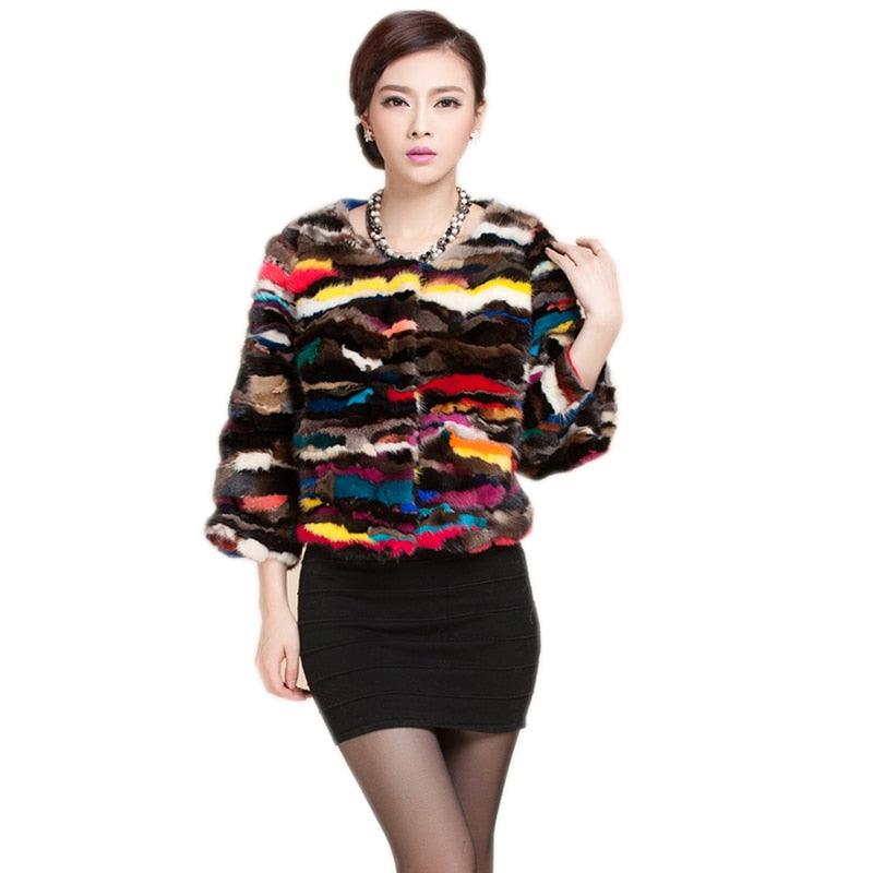 Mink Fur Real Natural Genuine Mink Fur Coat Women short fashion jacket ladies outwear custom large size
