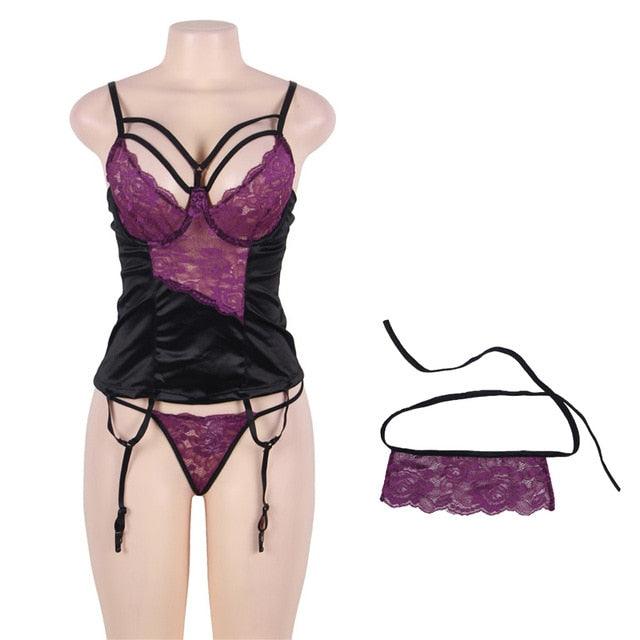 Women Sexy Porn Lingerie 3PCS With Eyepatch Plus Size 5XL Hot Sexy Lingerie Set