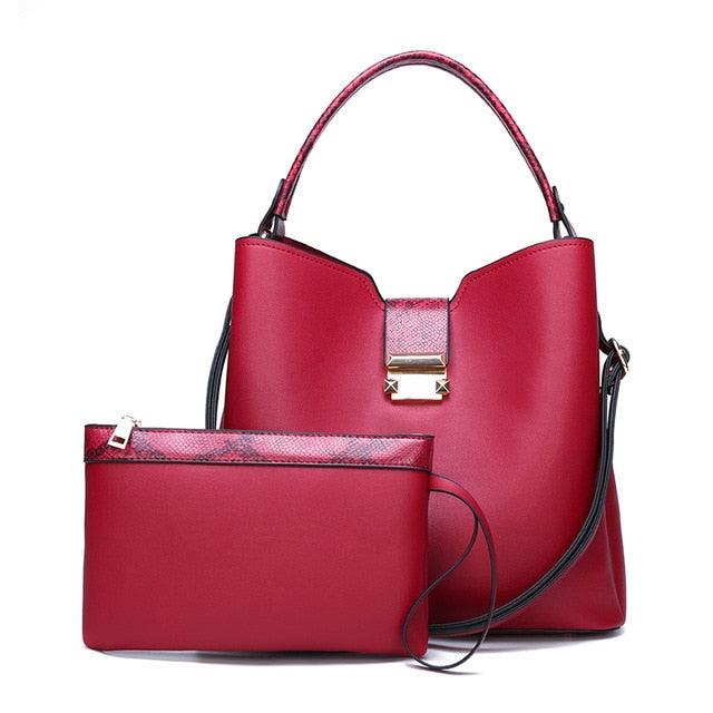 Women High Quality Fashion Leather Handbags Clutches Hand Bag Sets Large Shoulder Bag