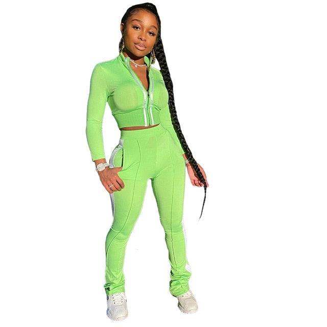 Women Two PieceJogging Set Tracksuit Crop Top And Pants Sweat Suit Lounge Wear Outfits 2 Pcs Matching Sets