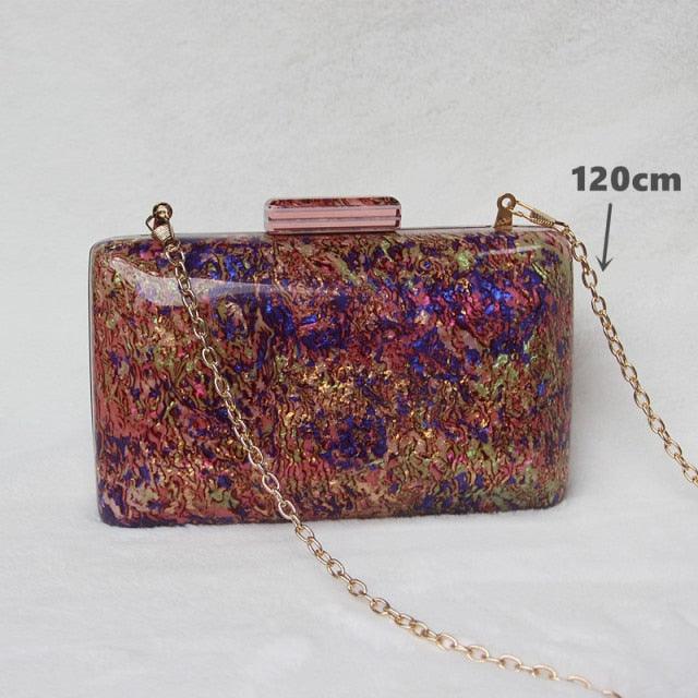 New Trendy Fashion Acrylic Bag Women Handbag Red Geometric Luxury Wedding Party Evening Bag Woman Casual Box Clutch Purse