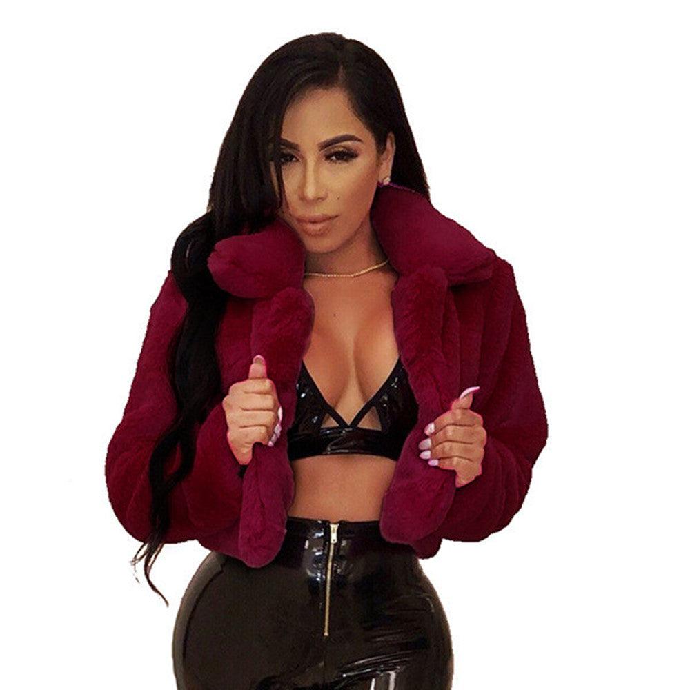 Women Sexy Faux Fur Coats Jackets Fluffy Fur Cropped Jacket Open Stitch coat 6 Colors Plus Size