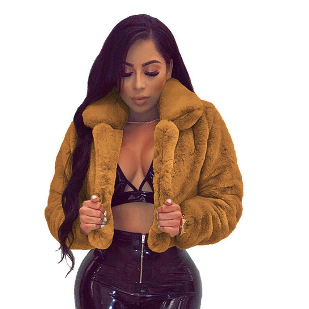 Women Sexy Faux Fur Coats Jackets Fluffy Fur Cropped Jacket Open Stitch coat 6 Colors Plus Size