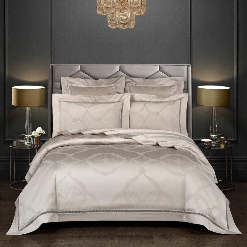 Luxury Jacquard Duvet Cover set Premium Egyptian Cotton King Queen 4/6Pcs Bedding set Comforter Cover Bed sheet