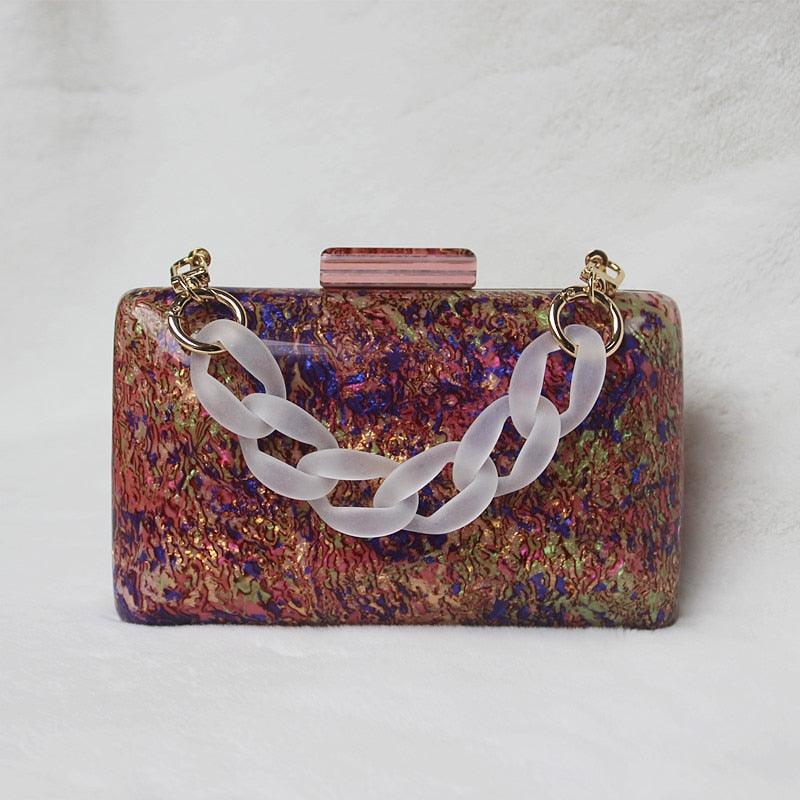 New Trendy Fashion Acrylic Bag Women Handbag Red Geometric Luxury Wedding Party Evening Bag Woman Casual Box Clutch Purse