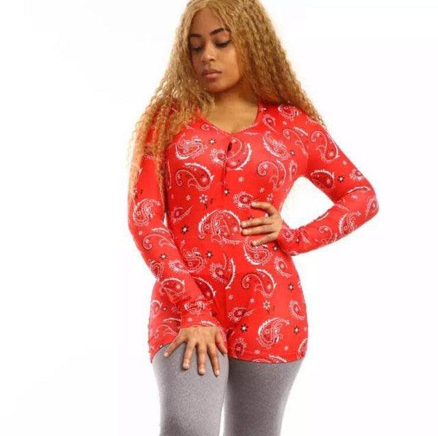 Sexy adult Onesies Rompers Sleepwear Print Floral Shorts Jumpsuit long sleeve V Neck Bodycon Bodysuit