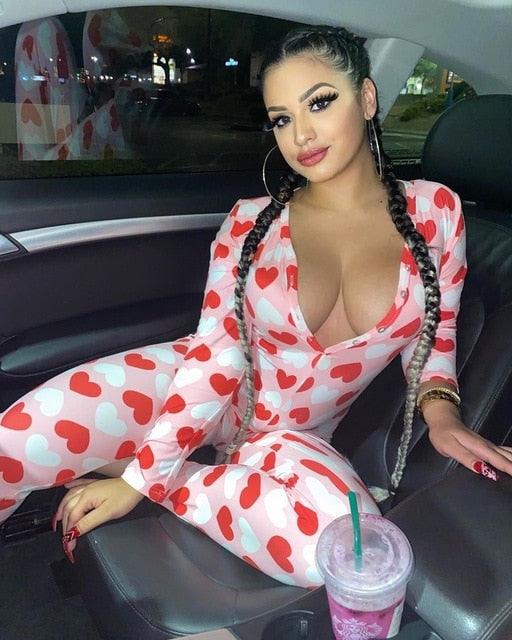 Womens Sexy Onesies Jumpsuit Sleepwear long Sleeve V Neck Bodycon Jumpsuit Bodysuit Romper Sexy Overalls