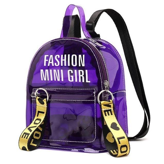 Women Mini Size Clear Transparent Backpack Student School Backpack Travel Bag Mochila Feminia