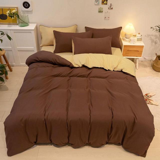 Reversible Bedding Set Soft Breathable Simple style with Zipper Twin Full Queen King 3/4Pcs Comforter Cover Bedsheet Pillowcases