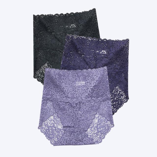 3 pcs/lot Sexy Lace Briefs High Waist Underwear Women Transparent Butt Lift Panties Underpants Lingerie