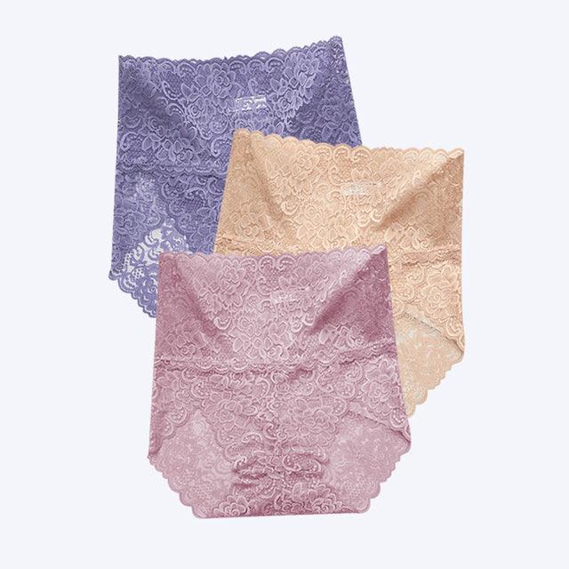 3 pcs/lot Sexy Lace Briefs High Waist Underwear Women Transparent Butt Lift Panties Underpants Lingerie