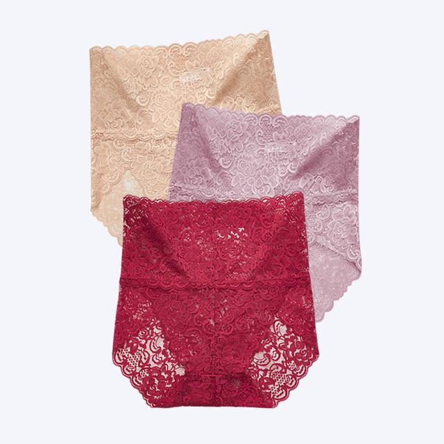 3 pcs/lot Sexy Lace Briefs High Waist Underwear Women Transparent Butt Lift Panties Underpants Lingerie