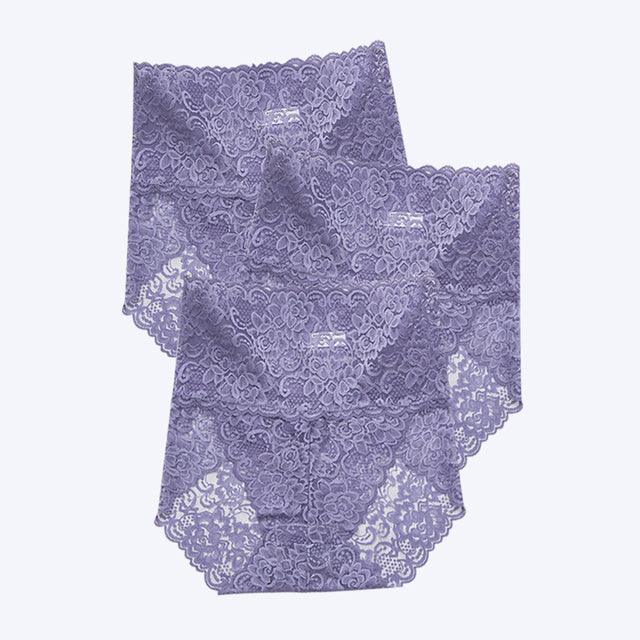 3 pcs/lot Sexy Lace Briefs High Waist Underwear Women Transparent Butt Lift Panties Underpants Lingerie