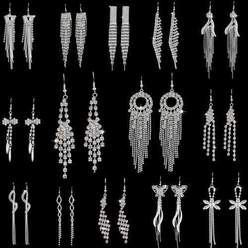 TBOO High Quality U Pick Style Bling Crystal Long Tassel Party Stud Dangle Drop Earrings Eardrop For Women Jewelry