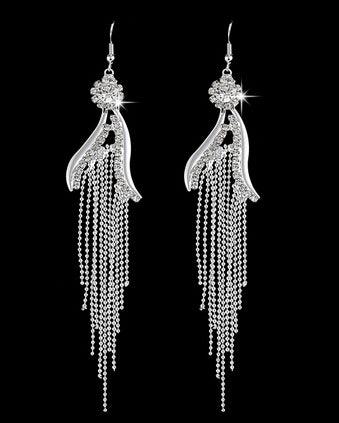 TBOO High Quality U Pick Style Bling Crystal Long Tassel Party Stud Dangle Drop Earrings Eardrop For Women Jewelry