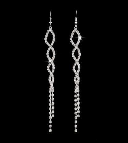 TBOO High Quality U Pick Style Bling Crystal Long Tassel Party Stud Dangle Drop Earrings Eardrop For Women Jewelry