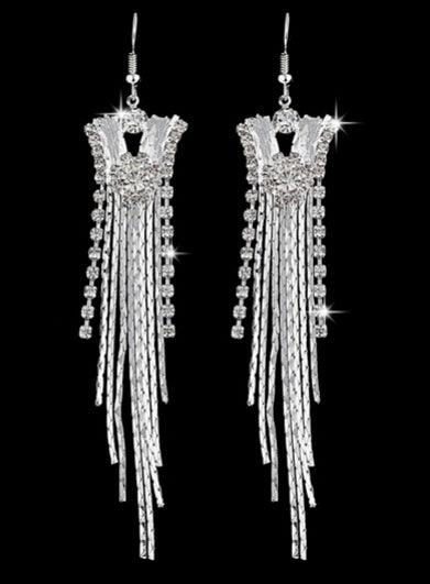 TBOO High Quality U Pick Style Bling Crystal Long Tassel Party Stud Dangle Drop Earrings Eardrop For Women Jewelry
