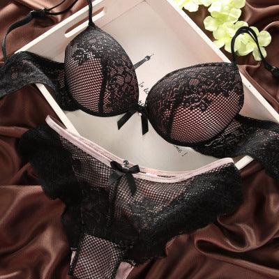 New Womens Sexy Underwear Satin Print Lace Embroidery Bra Sets Panties