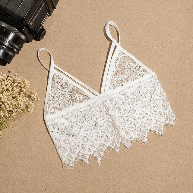 Lace Bra Top Wireless Cups Brassiere Sexy Fashion Eyelash Bralette Cute Crop Top bra Underwear Intimate Tops