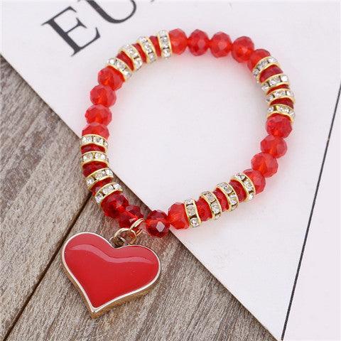 Romantic Vintage Bracelets For Women Heart Pendant Bracelets with crystal Shambhala Beads Fit Pan Bracelets Jewelry