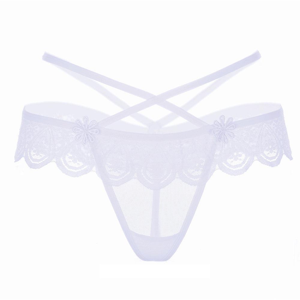 Women Sexy Lace Low-Waist Hollow Underwear Women Thongs Panties G String BK