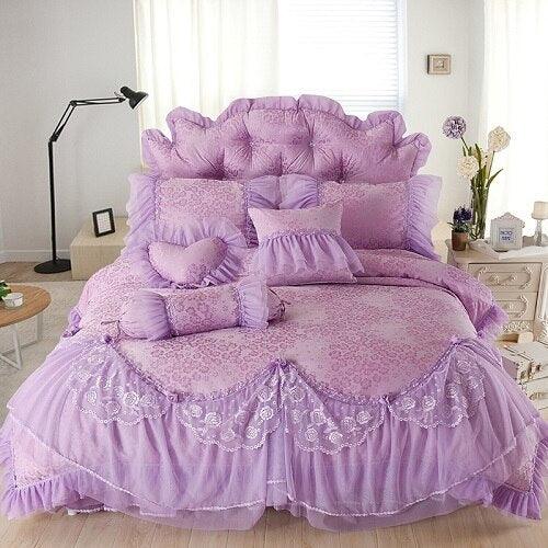 T-BOO Jacquard Princess Lace Cotton Bed set Luxury Wedding Bedding Sets Queen King size Bedlinen Sheet Boho Duvet Cover Set