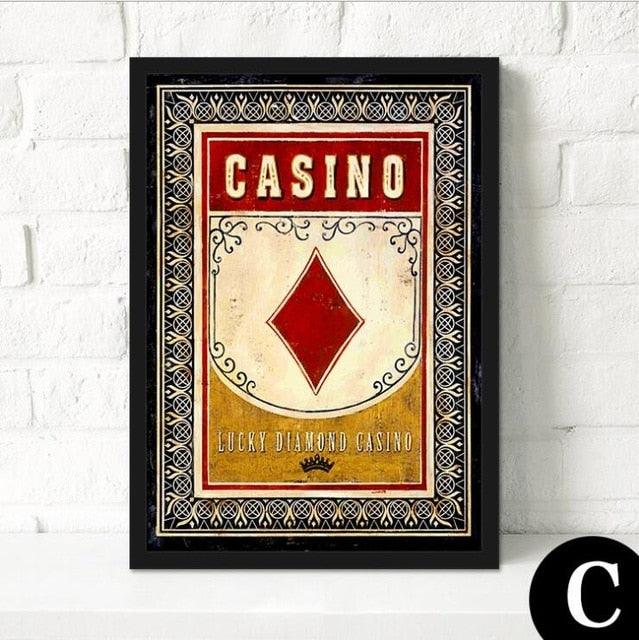 Personality Retro Oil Painting Poker and Sex Girl Canvas Painting Las Vegas Poster and Prints Wall Pictures No Frame