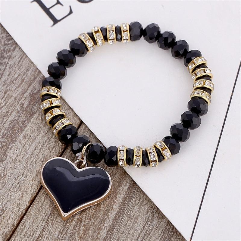 TBOO Crystal Bracelet & Bangle Elastic Heart Bracelets For Women Handmade Rhinestone Beads pulseira masculina Boho Jewelry