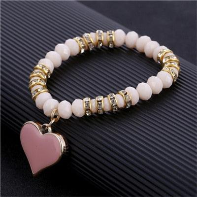 TBOO Crystal Bracelet & Bangle Elastic Heart Bracelets For Women Handmade Rhinestone Beads pulseira masculina Boho Jewelry