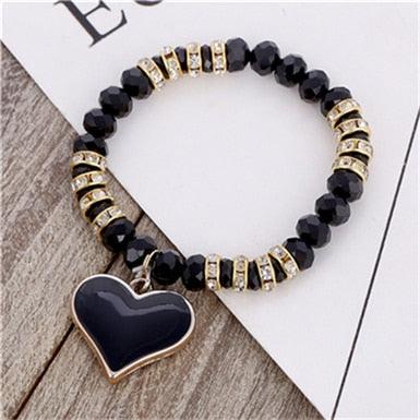 TBOO Crystal Bracelet & Bangle Elastic Heart Bracelets For Women Handmade Rhinestone Beads pulseira masculina Boho Jewelry