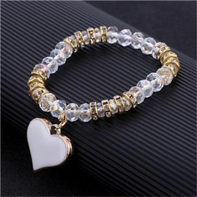 TBOO Crystal Bracelet & Bangle Elastic Heart Bracelets For Women Handmade Rhinestone Beads pulseira masculina Boho Jewelry