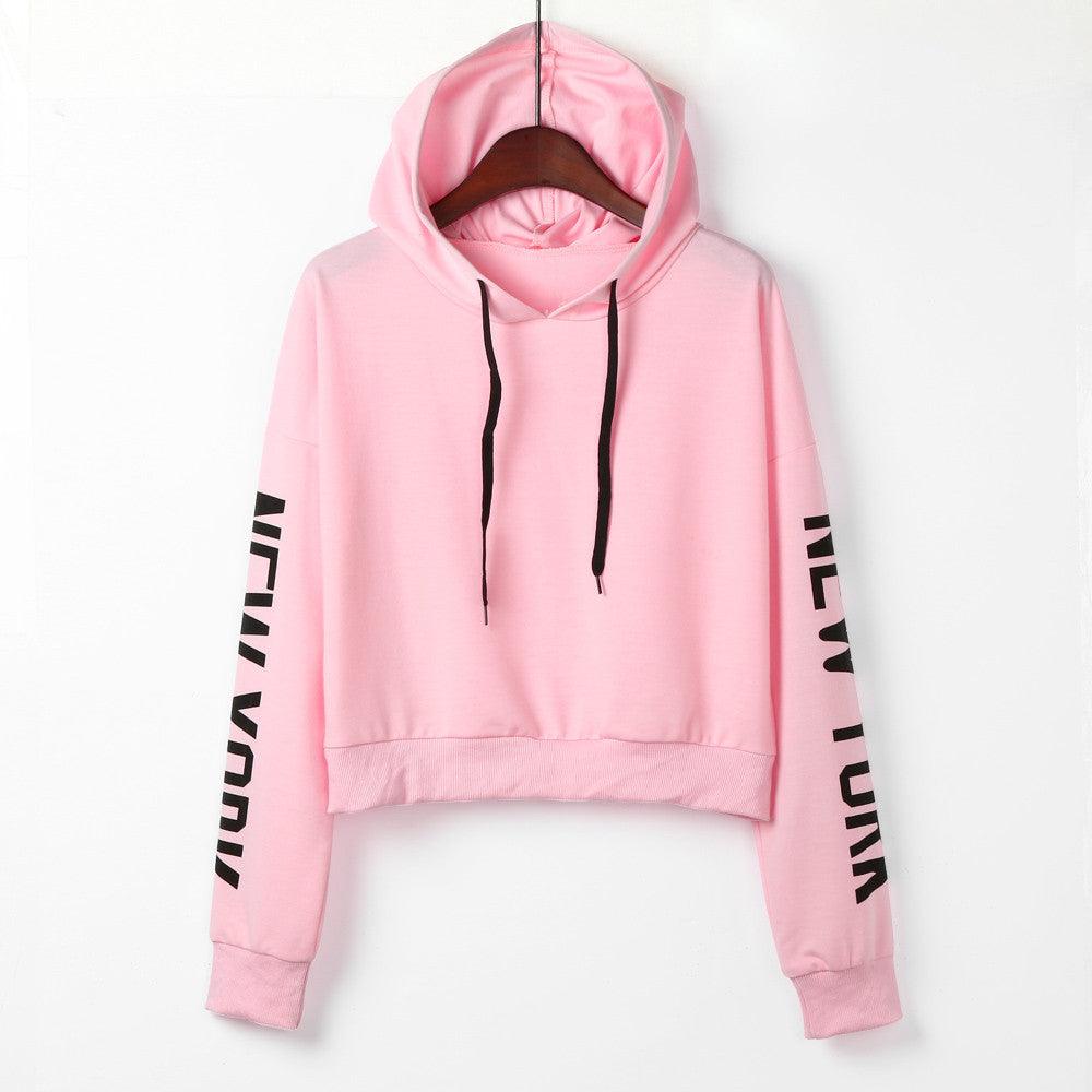 Womens Letters Long Sleeve Hoodie Sweatshirt Pullover Tops Blouse