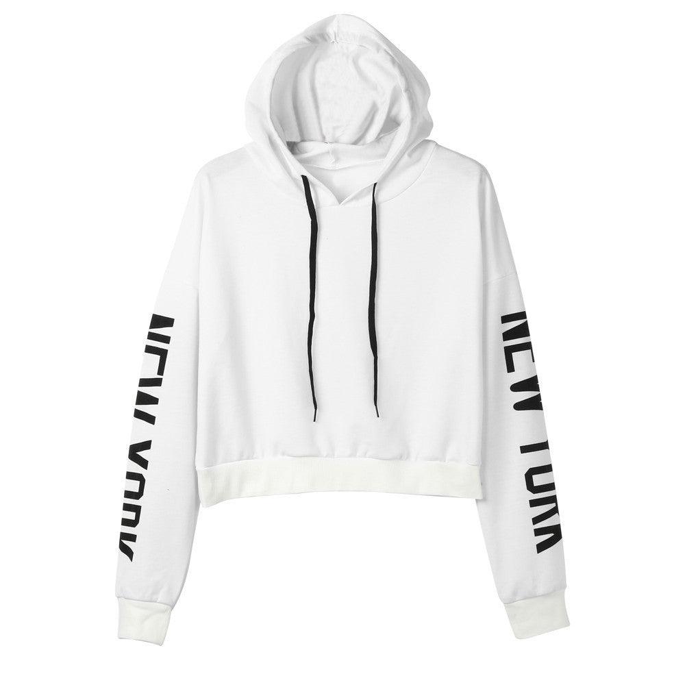 Womens Letters Long Sleeve Hoodie Sweatshirt Pullover Tops Blouse