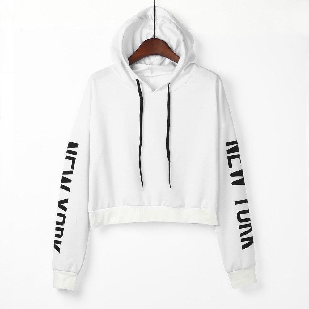 Womens Letters Long Sleeve Hoodie Sweatshirt Pullover Tops Blouse