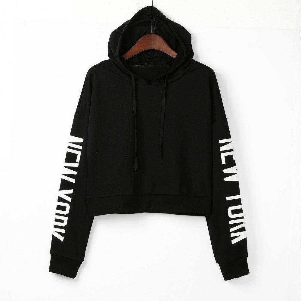 Womens Letters Long Sleeve Hoodie Sweatshirt Pullover Tops Blouse