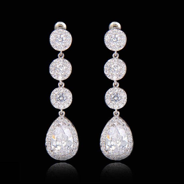 Top CZ Paved Sweet Dangle Drop Earrings For Women Classic Jewelry Wedding Party Fashion Jewelry
