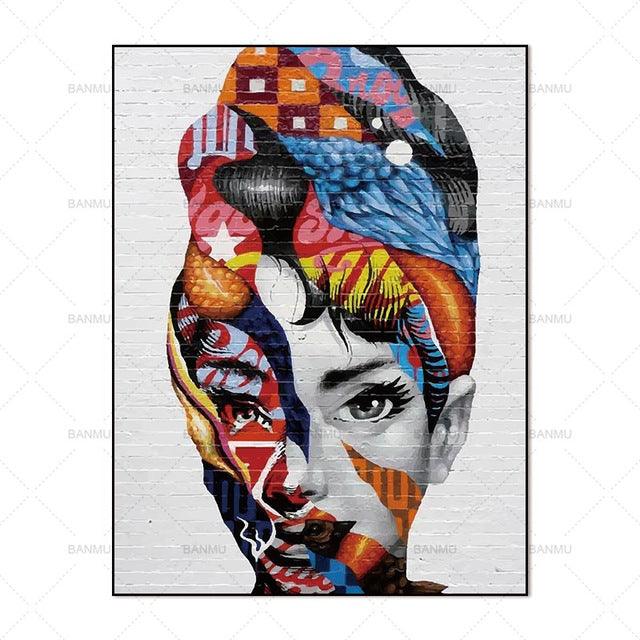 Canvas Painting Wall Art Pictures prints colorful woman on canvas no frame home decor