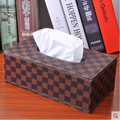 Rectange wooden leather tissue box canister holder napkin box toilet paper holder dispenser case