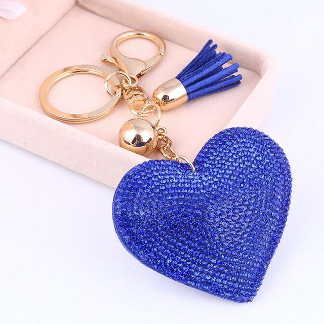 TBOO Heart Keychain Leather Tassel Gold Key Holder Metal Crystal Key Chain Keyring